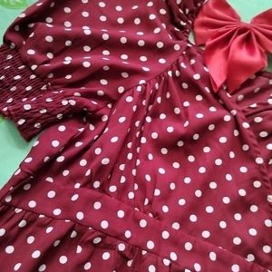 Red Bow + Polka Dot Dress Combo