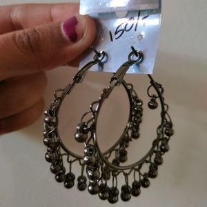 Brand New Black Oxidised Hoop Earrings