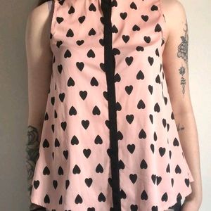 New Pink Heart Print Top