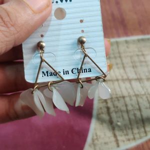 White Golden Earrings