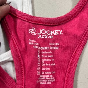 New Jockey White&pink Sports Gym Tank Tops