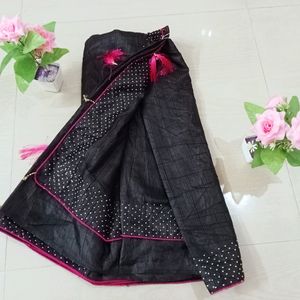 Black With Border Simple Stone Saree