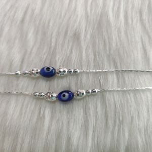 Evil Eye Pure Silver Payal For Women's