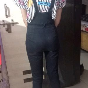 Woman Black Dungaree