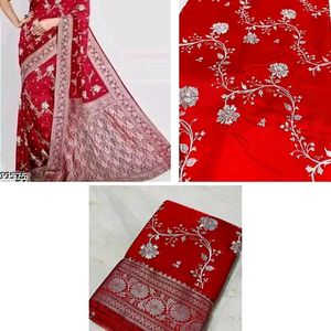 Banarasi Satin Silk Saree With Embroidery Work