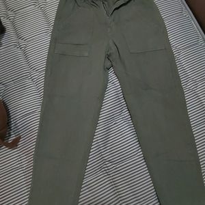 Olive Green High Waist Wide Leg Denims