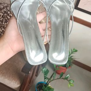 Silver Strappy Heels