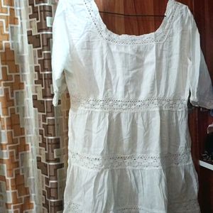 White Cotton Dress With Pure Fabric