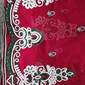 Heavy Embroidered Maroon Saree