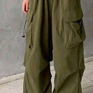 Olive Green Parachute Pants (Baggy)