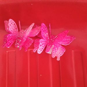 Beautiful Pink Butterfly Clips