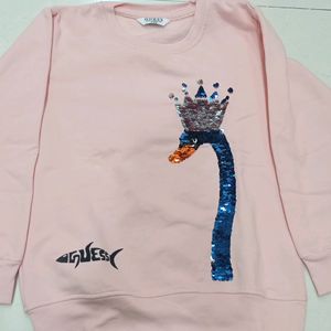 Guess Baby Pink Sequence Sweatshirt For Girls