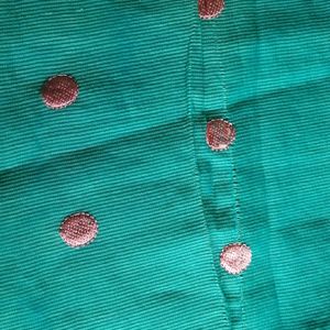 Blue Colour Straight Kurta With PinkColor Polkadot