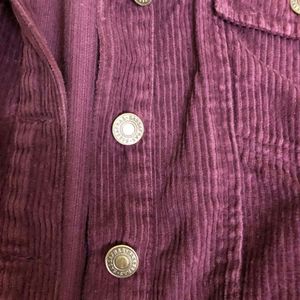 Women Burgundy Corduroy Crop Jacket