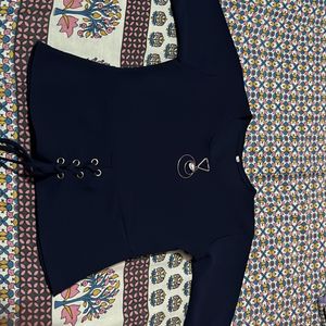 Navy Blue Crop Top For Women