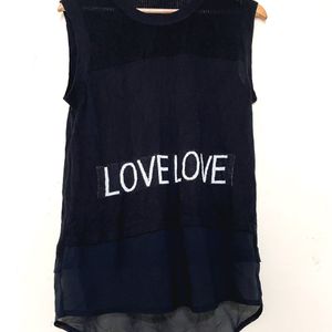 LOVE Sleeveless Black Top