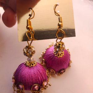 Lavender Shade Beautiful Silk Thread Earrings