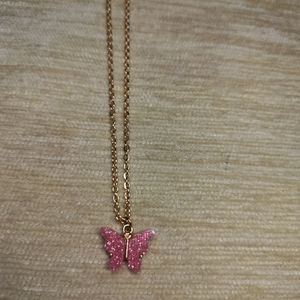 Pink Colour Butterfly Necklace. High Quality 🩷