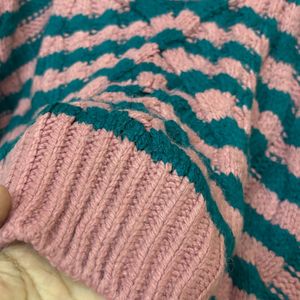 Zara Pink And Blue Striped Pullover