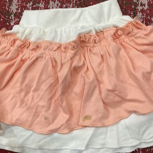 Beautiful Skirt and Top with White and cantaloupe colour,suitable for 2year Old Baby girl,100%organic Cotton