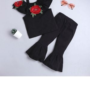 Hopscotch Girl  Black Solid Top and Pant
