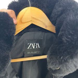 Zara Black Faux Fur Jacket - Size M