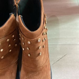 Shining High Heels Platform Coffee Brown boots
