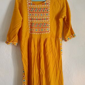 Yellow Rayon Kurti