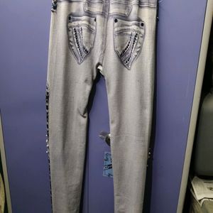 Grey Beautiful And Colourful Denim Jeggings