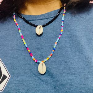 Colourful Beaded Choker With Pearl And Sea Shell