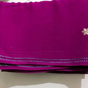 Rani Pink Embroidery Saree