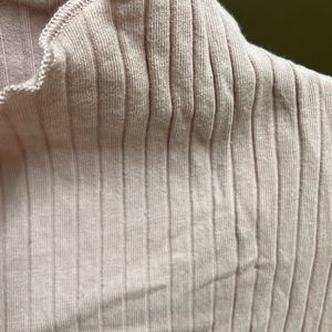 Light Pink Turtle Neck Ribbed Top