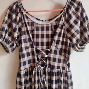 Gingham lace Up Dress