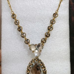 Gold & White Stone Necklace