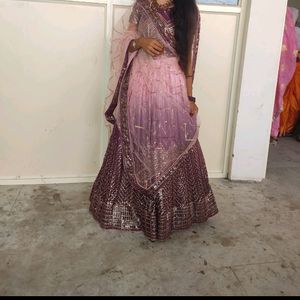 Purple Sequins Lahanga Choli