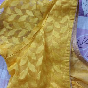 Yellow Color Net Blouse Square Neck New Unused