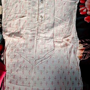 White Printed Kurti Pant