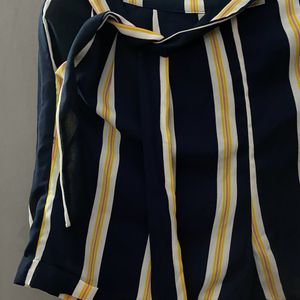 Navy Stripe Tie Up Shorts