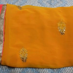 Yellow Pink Saree