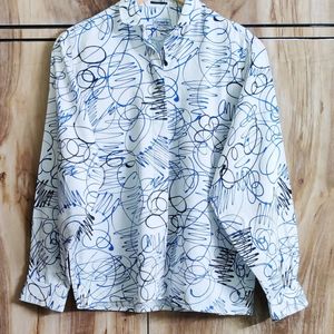 White Printed Shirt Size-36