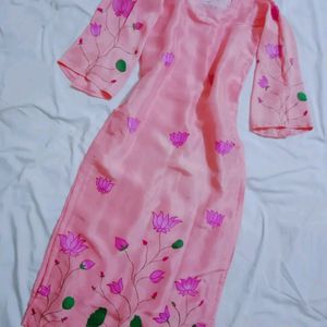 Pink Hand Painted Kurti