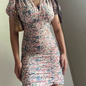 Urbanic Floral Ruched Bodycon Dress