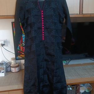 Black Kurta Chanderi With Lining