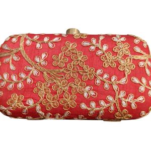 Classy Embroidered red Box Clutch