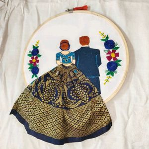 Couple Embroidery Wooden Hoop