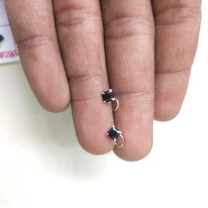 Pure Silver Black Diamond Nose/Ear Earings 1pair