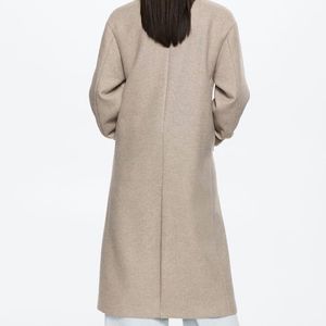 Mango Beige Oversize Woolen Coat