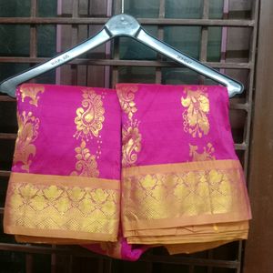 Rose Pink Colour Banarasi Silk Saree.