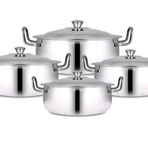 Stainless Steel Handi With Lid,Pack Of 4