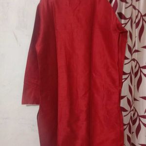 Red and White Kurta set for Men